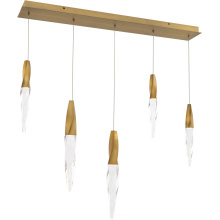 Schonbek Beyond BPD13205L-AB - Kindjal 5 Light 120-277V Multi-Light Pendant (Linear Canopy) in Aged Brass with Clear Optic Crysta