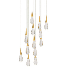 Schonbek Beyond BPD21213S-AB - Hibiscus 13 Light 120-277V Multi-Light Pendant (Square Canopy) in Aged Brass with Clear Optic Crys