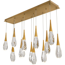 Schonbek Beyond BPD21214L-AB - Hibiscus 14 Light 120-277V Multi-Light Pendant (Linear Canopy) in Aged Brass with Clear Optic Crys