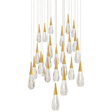 Schonbek Beyond BPD21225S-AB - Hibiscus 25 Light 120-277V Multi-Light Pendant (Square Canopy) in Aged Brass with Clear Optic Crys