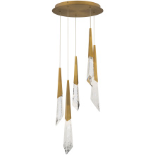 Schonbek Beyond BPD31405-AB - Solitude 5 Light 120-277V Multi-Light Pendant (Round Canopy) in Aged Brass with Optic Haze Quartz