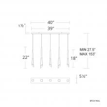  BPD31405L-AB - Solitude 5 Light 120-277V Multi-Light Pendant (Linear Canopy) in Aged Brass with Optic Haze Quartz