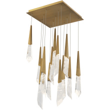 Schonbek Beyond BPD31413S-AB - Solitude 13 Light 120-277V Multi-Light Pendant (Square Canopy) in Aged Brass with Optic Haze Quart
