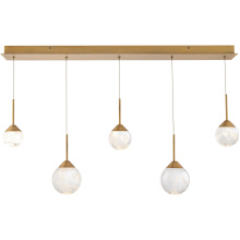 Schonbek Beyond BPD40205L-AB - Quest 5 Light 120-277V Multi-Light Pendant (Linear Canopy) in Aged Brass with Optic Haze Quartz