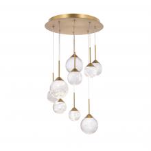  BPD40209-AB - Quest 9 Light LED 3000K/3500K/4000K 120V-277V Multi-Light Pendant in Aged Brass with Clear Radianc