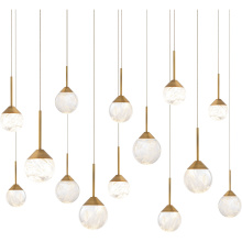 Schonbek Beyond BPD40214L-AB - Quest 14 Light 120-277V Multi-Light Pendant (Linear Canopy) in Aged Brass with Optic Haze Quartz