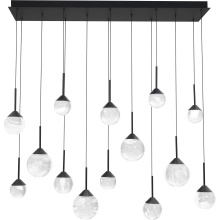 Schonbek Beyond BPD40214L-BK - Quest 14 Light 120-277V Multi-Light Pendant (Linear Canopy) in Black with Optic Haze Quartz