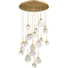 Schonbek Beyond BPD40221-AB - Quest 21 Light 120-277V Multi-Light Pendant (Round Canopy) in Aged Brass with Optic Haze Quartz