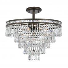 Crystorama 5264-EB-CL-MWP_CEILING - Mercer 7 Light Hand Cut Crystal English Bronze Semi Flush Mount