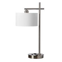 Dainolite 131T-SC - 1 Light Incandescent Table Lamp with USB Port and Receptacle, Satin Chrome Finish