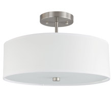 Dainolite 571-143SF-SC-WH - 3 Light Incandescent Semi Flush Satin Chrome Finish with White Shade