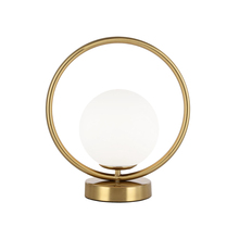 Dainolite ADR-101T-AGB - 1 Light Halogen Table Lamp Aged Brass Finish with White Glass