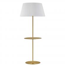 Dainolite GTC-R641F-AGB-WH - 1 Light Incandescent Round Base Floor with Shelf Aged Brass with White Shade