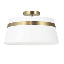 Dainolite SYM-153SF-AGB-WH - 3 Light Incandescent Aged Brass Semi-Flush Mount w/ White Shade