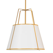 Dainolite TRA-304P-GLD-WH - 4 Light Trapezoid Pendant White Shade w/ White Fabric Diffuser