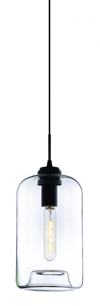 Organic Charm Pendant - Black w/ Clear Glass