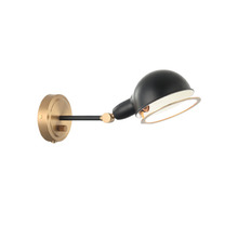  S00711AGBK - Blare Single Point Adj. Wall Sconce w/ Dimmer Switch - Aged Gold Brass w/ Black Accent