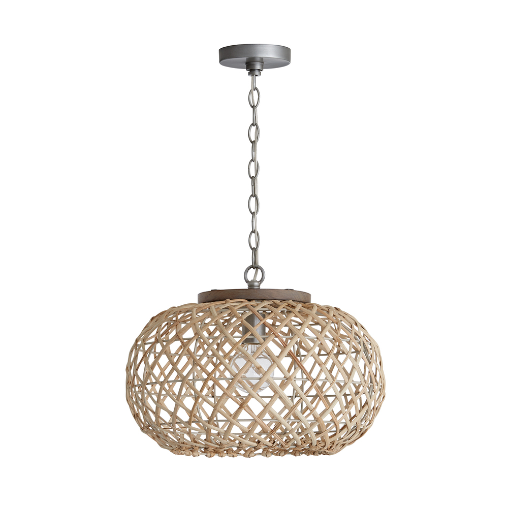 Urban 1LT Large Pendant - Antique Nickel w/ Grey Wash Wood Accents