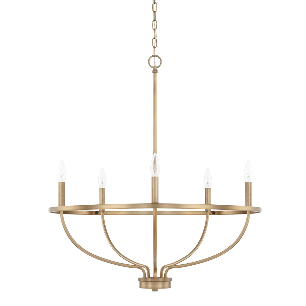 Greyson 5 Lt. Chandelier - Aged Brass