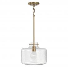 Capital Canada 342512AD - Brighton Pendant - Aged Brass w/ Clear Hammered Glass