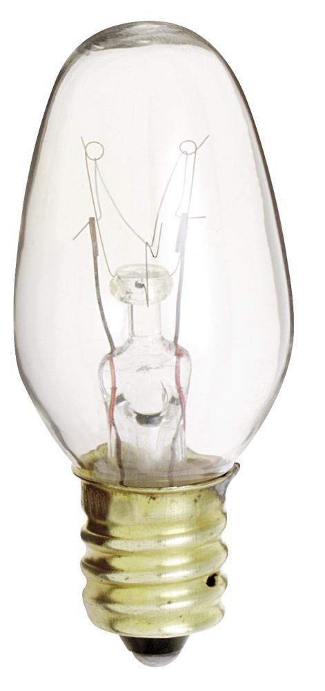 7 Watt C7 Incandescent; Clear; 2500 Average rated hours; 35 Lumens; Candelabra base; 130 Volt