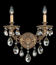  5642-22H - Milano 2 Light 120V Wall Sconce in Heirloom Gold with Clear Heritage Handcut Crystal