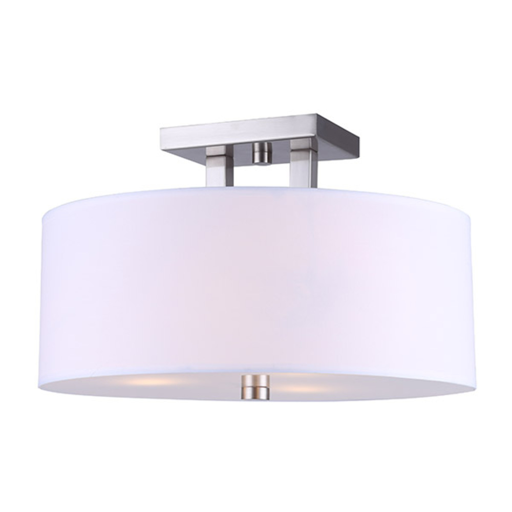 River 3 Lt Semi-Flush mount with White Fabric Shade 