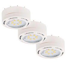 Canarm 3580LED-PL3WHT-C - 3-Light White LED Puck Kit: 3 x 8 LED, 3000K, 960 Lumens, 12W, Linkable, includes cords & hardware