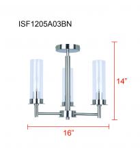  ISF1205A03BN - BENSON, ISF1205A03BN, 3 Lt Semi-Flush, Clear Glass, 60W Type C, 16inch W x 14inch H