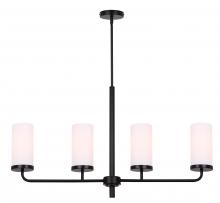  ICH2029B04BK - MALLOY 4 Light Matte Black Contemporary Chandelier for Dining Rooms and Living Rooms