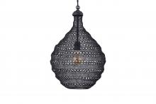 Canarm IPL2084B01BK - ZAIN, Black Color, 1 Lt Black Cloth Cord and Chain Pendant, 40W Type A, 14.5" W x 21.6" H