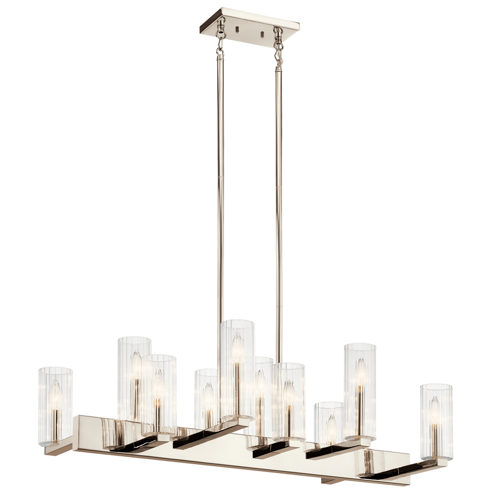 Cleara™10 Light Linear Chandelier Polished Nickel