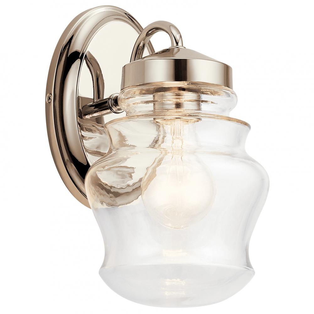 Janiel 10.75" 1 Light Wall Sconce with Clear Glass in Polished Nickel
