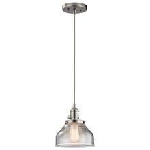 Kichler 43850NI - Avery 8.5" 1 Light Bell Mini Pendant with Clear Seeded Glass Brushed Nickel