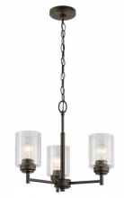 Kichler 44029OZ - Winslow 15.25" 3 Light Mini Chandelier with Clear Seeded Glass in Olde Bronze®