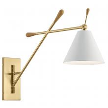 Kichler 52339CG - Finnick™ 20" 1 Light Wall Sconce with a White shade Champagne Gold and Natural Maple
