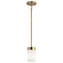Kichler 52431BNB - Ciona™ 4" 1 Light Mini Pendant with Round Ribbed Glass Brushed Natural Brass