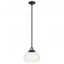Kichler 52782BK - Nella 12 Inch 1 Light Pendant with Clear Outer Glass with Opal Interior Glass in Black