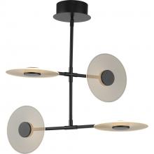  P400255-031-30 - Spoke LED Collection Four-Light Matte Black Modern Style Hanging Chandelier Light