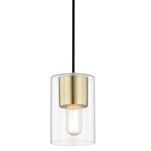 Mitzi by Hudson Valley Lighting H135701-AGB - Lula Collection 1 Light Pendant with Clear Glass