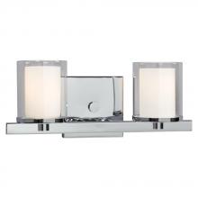 Galaxy Lighting 718777CH - 2-Light Vanity in Polished Chrome with Satin White Inner Glass & Clear Outer Glass