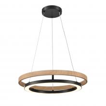  DVP40847EB+NW-CCT - Cybele 18" LED Chand. Black W/nat.wood