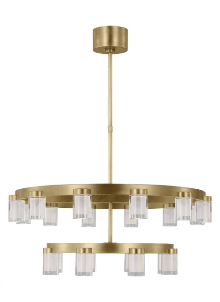 The Esfera Two Tier Medium 20-Light Damp Rated Integrated Dimmable LED Ceiling Chandelier in Natural