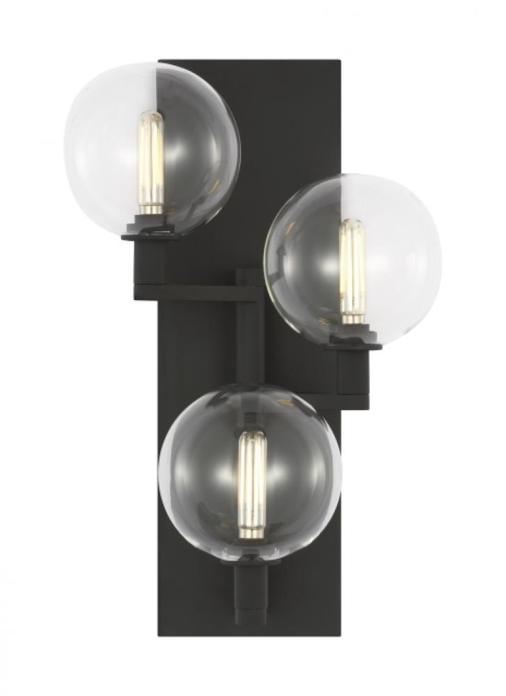 The Gambit Dry Rated Triple Damp Rated 3-Light Integrated Dimmable LED Wall Sconce in Nightshade Bla