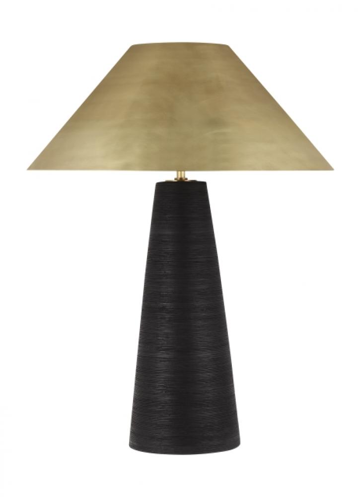 Modern Karam Dimmable LED Medium Table Lamp in a Natural Brass/Gold Colored Finish