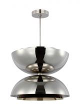Visual Comfort & Co. Modern Collection SLPD13327N - The Shanti X-Large Double 2-Light Damp Rated Integrated Dimmable LED Ceiling Pendant in Polished Nic