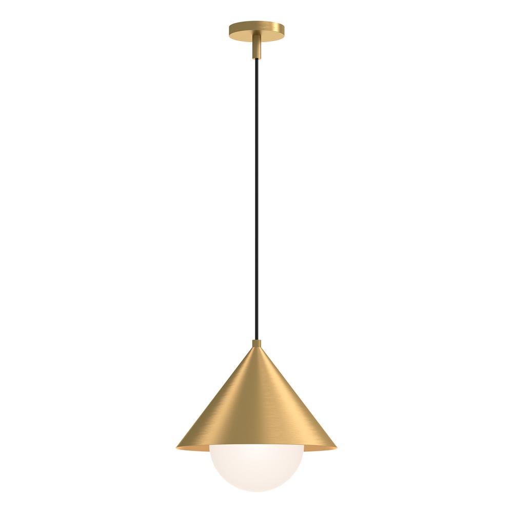 Remy 14-in Brushed Gold/Opal Glass 1 Light Pendant