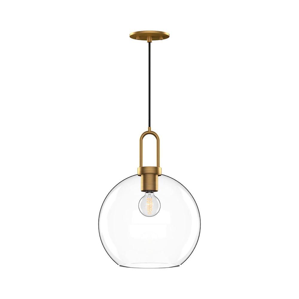 Soji 10-in Aged Gold/Clear Glass 1 Light Pendant