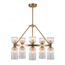  CH442626BGCR - Nelly 26-in Brushed Gold/Clear Ribbed Glass Socket Chandelier