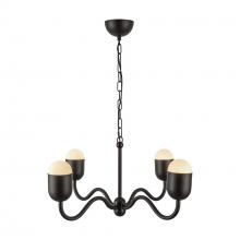  CH558427MBOP - Effie 27-in Matte Black/Opal Glass Socket Chandelier